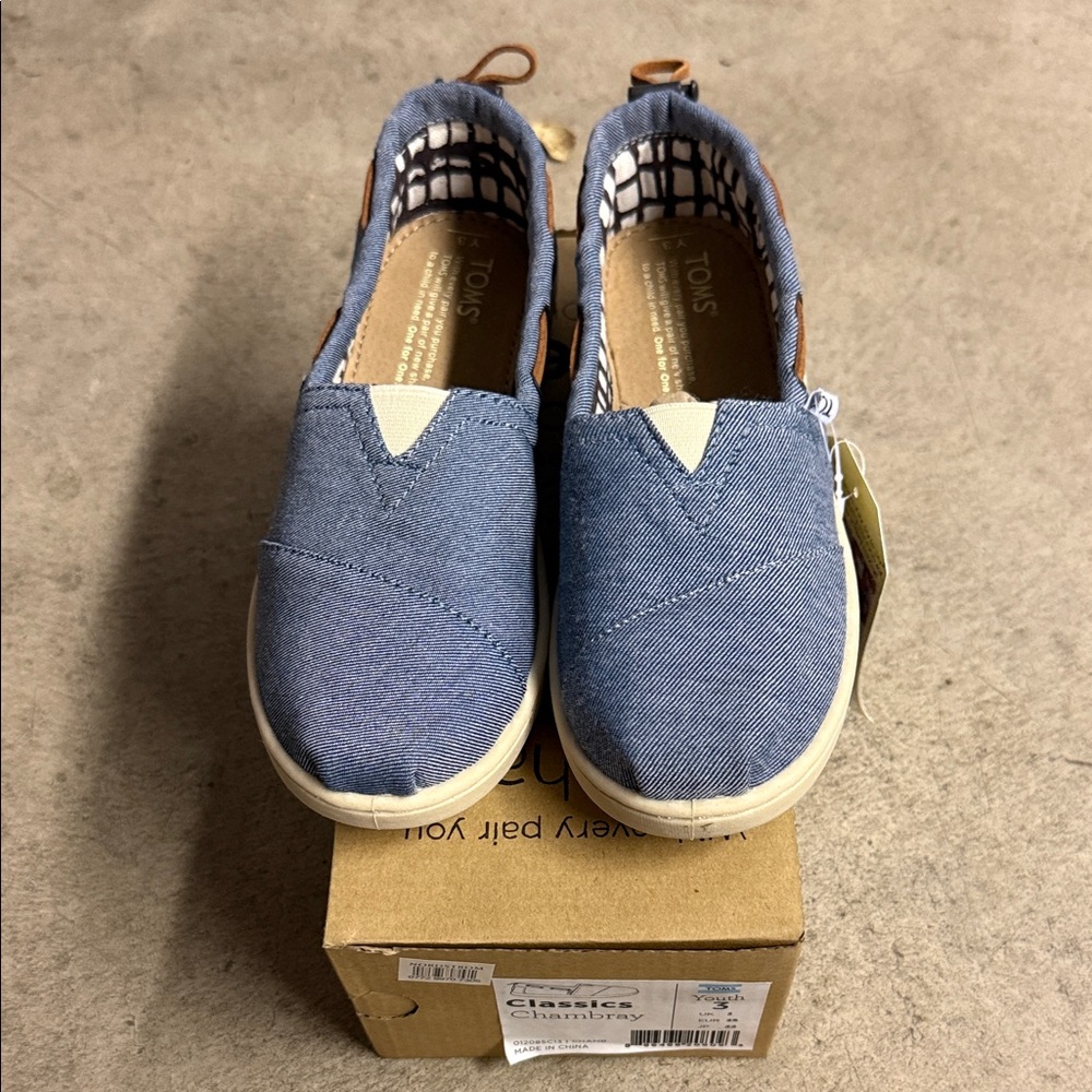 TOMS Kids Denim Blue Slip-On Sneakers